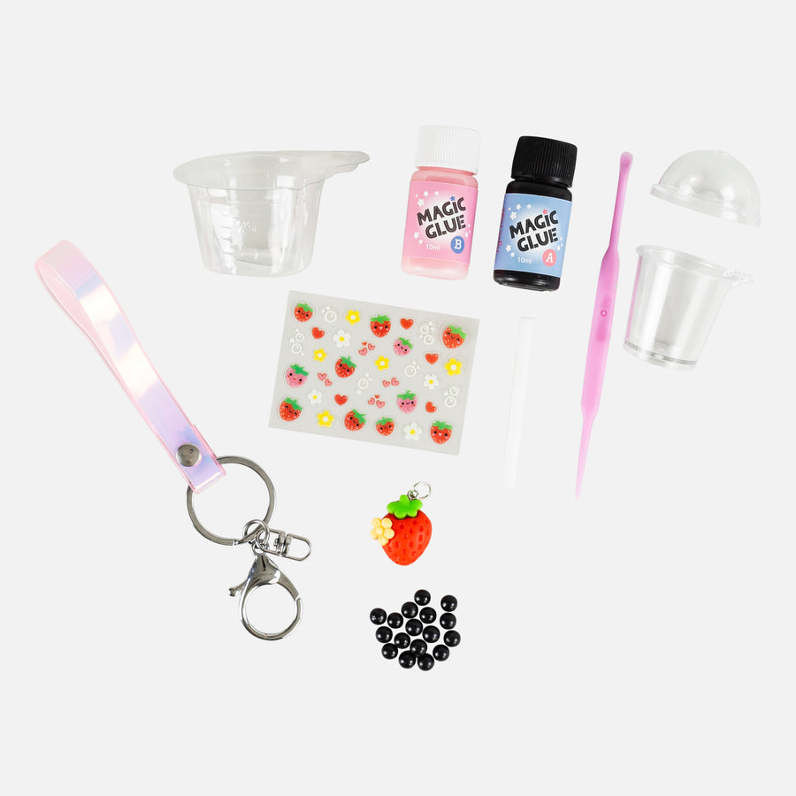 Bag Charm Kit - Strawberry Bubble Tea