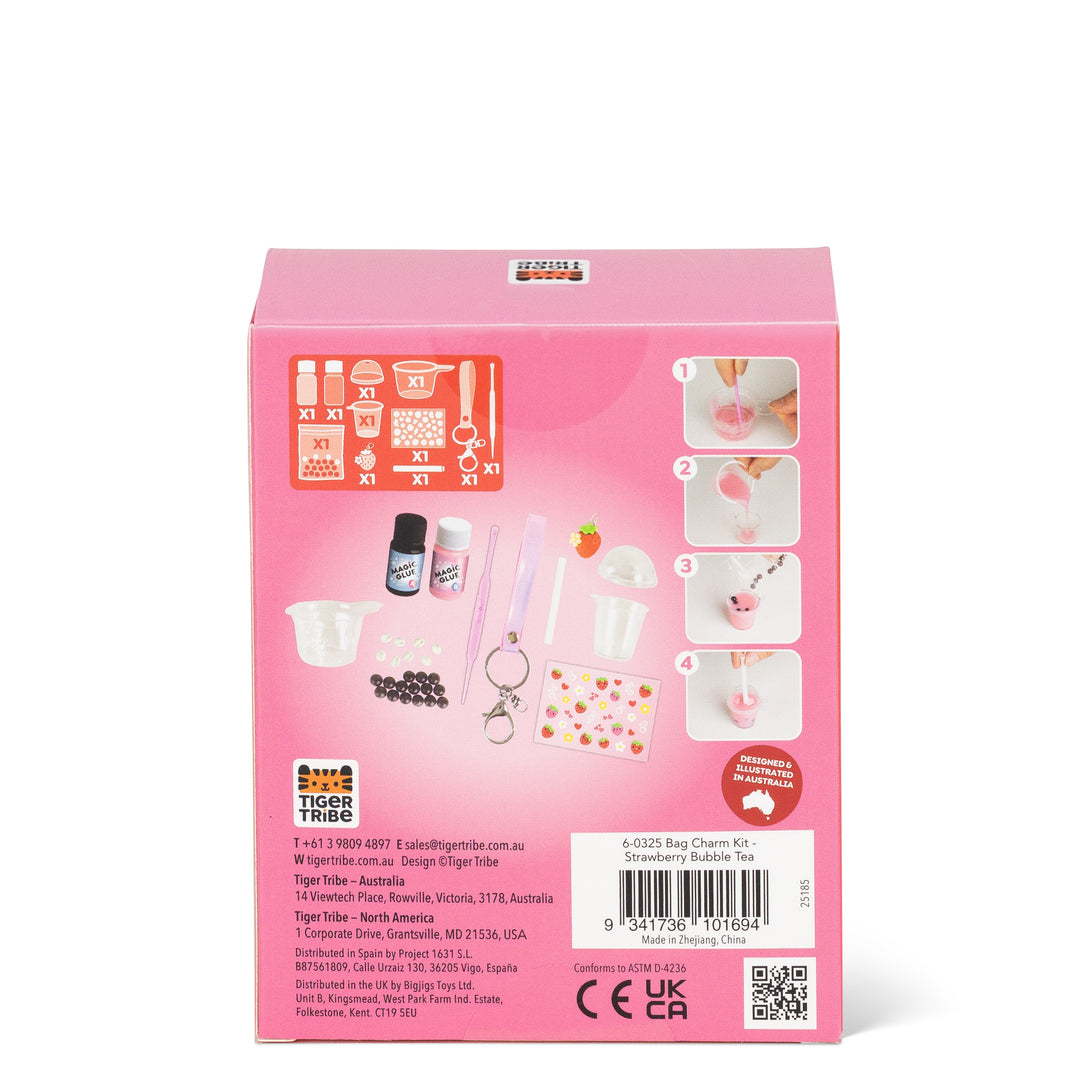 Bag Charm Kit - Strawberry Bubble Tea