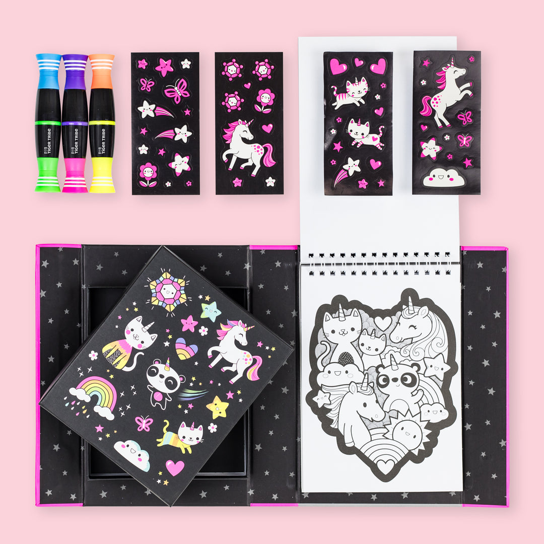 Neon Colouring Set - Unicorns and Friends