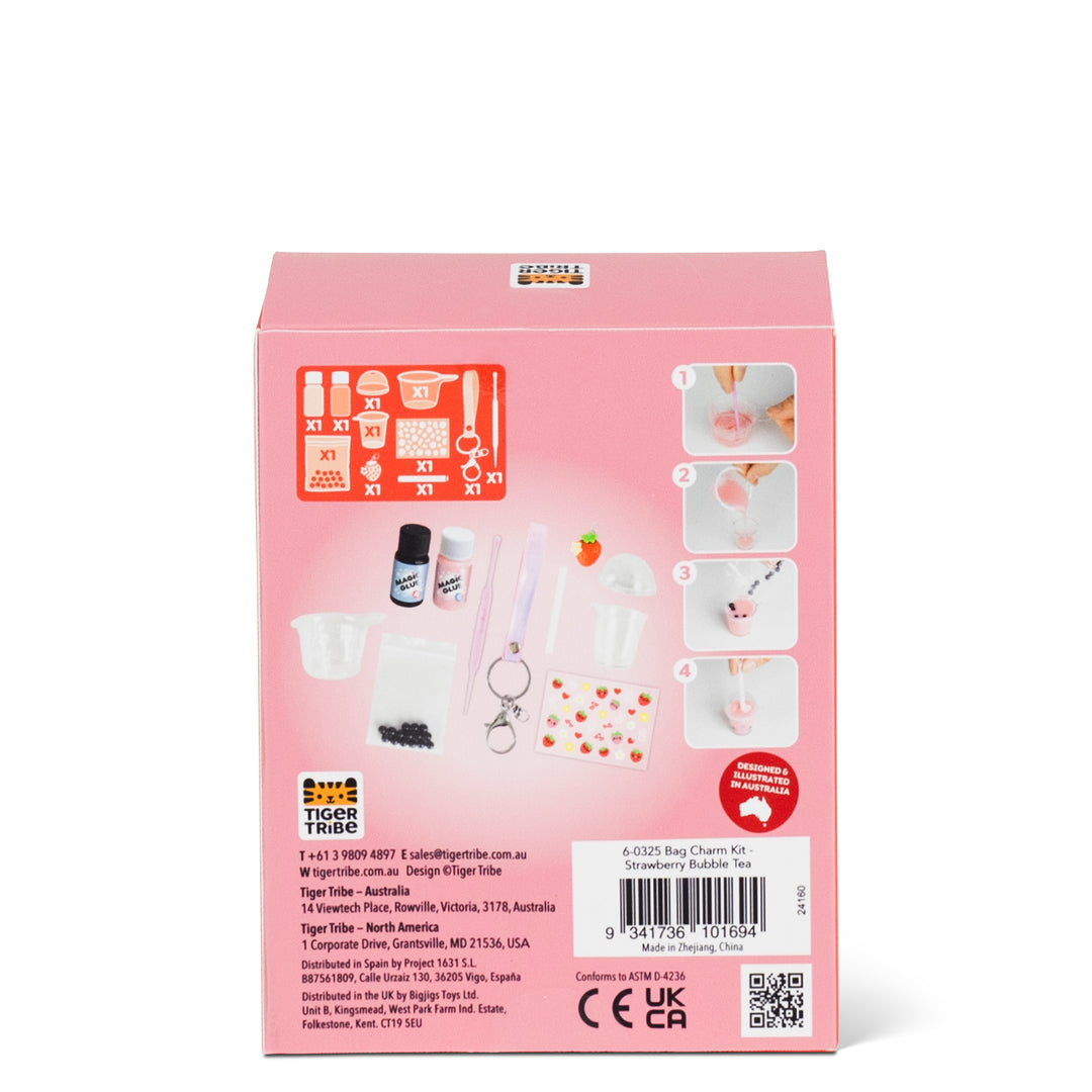 Bag Charm Kit - Strawberry Bubble Tea