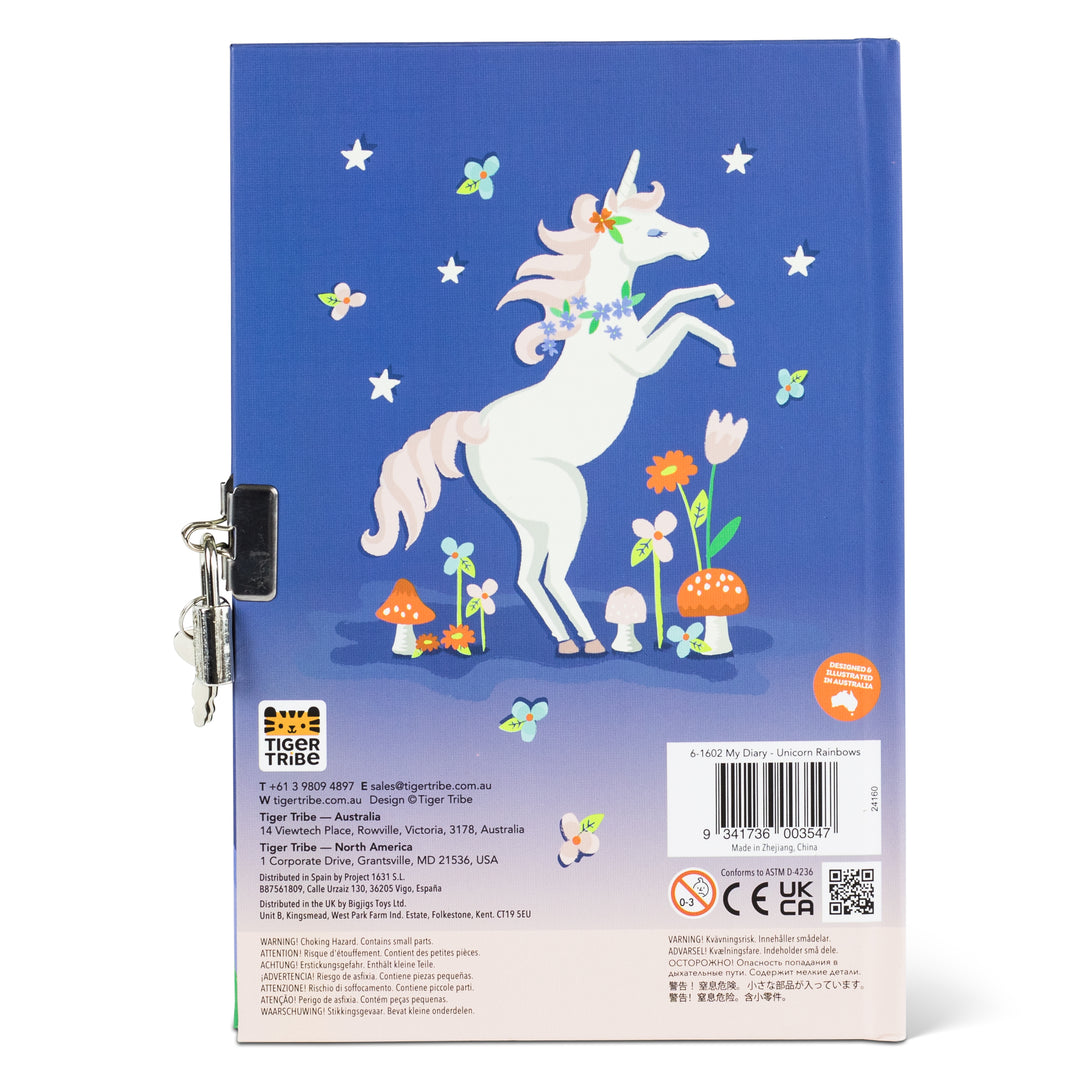 Lockable Diary - Unicorn Rainbows